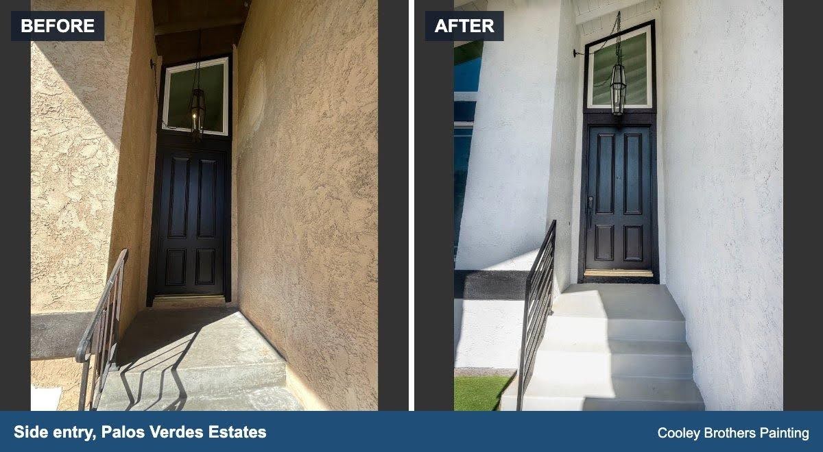 Before and after- the side entry on that Palos Verdes Estates repaint.